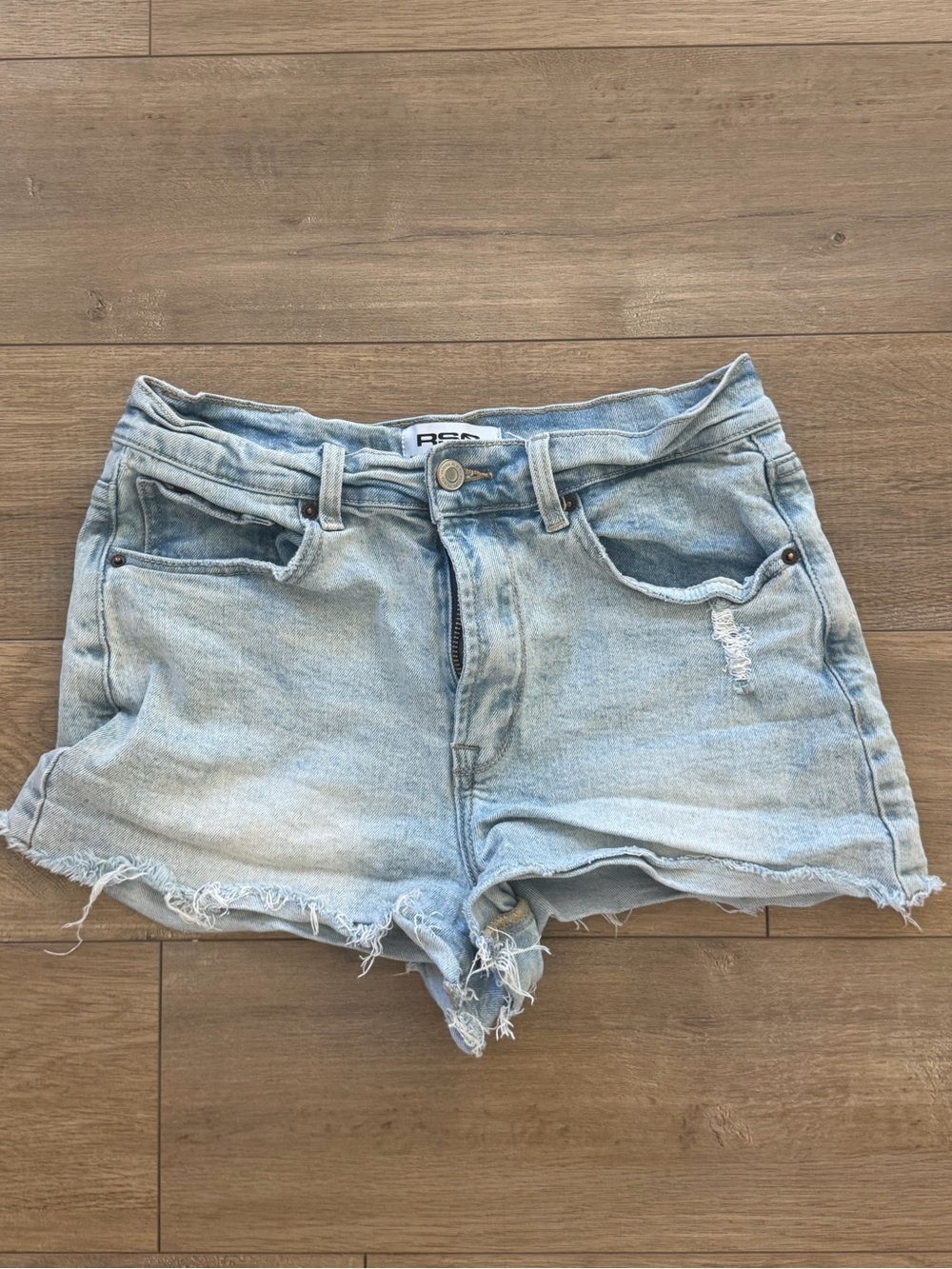 RSQ Light Wash Frayed Denim Shorts